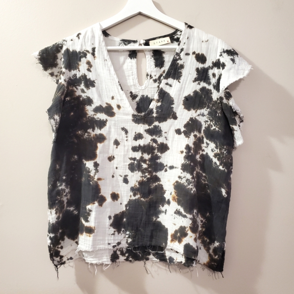 Stark X - Tie Dye Tee with Ruffle Sleeves - Size S